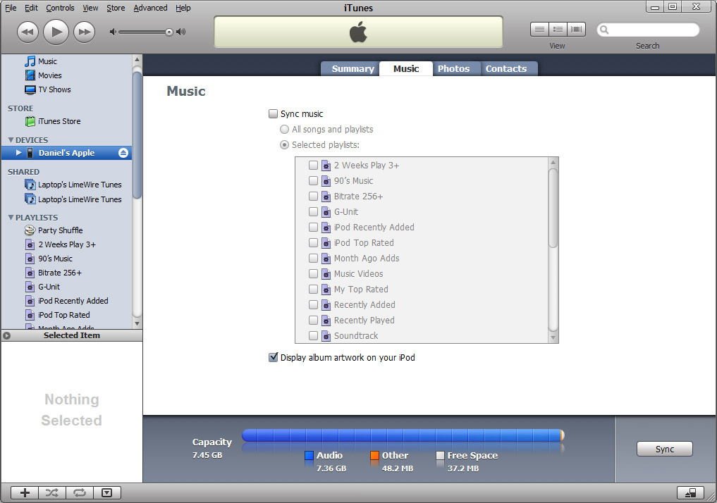 sync playlist to usb from itunes